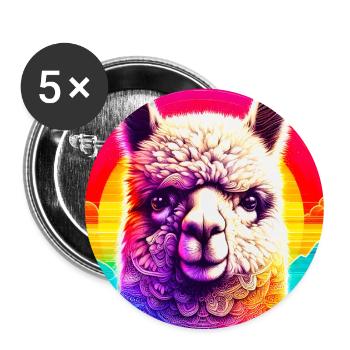 Alpaga - Lot de 5 grands badges (56 mm) - blanc - Devant