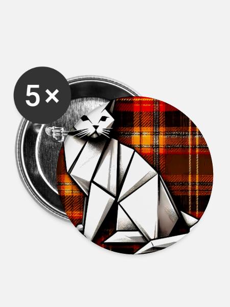 Katze - Buttons groß 56 mm (5er Pack) - Weiß