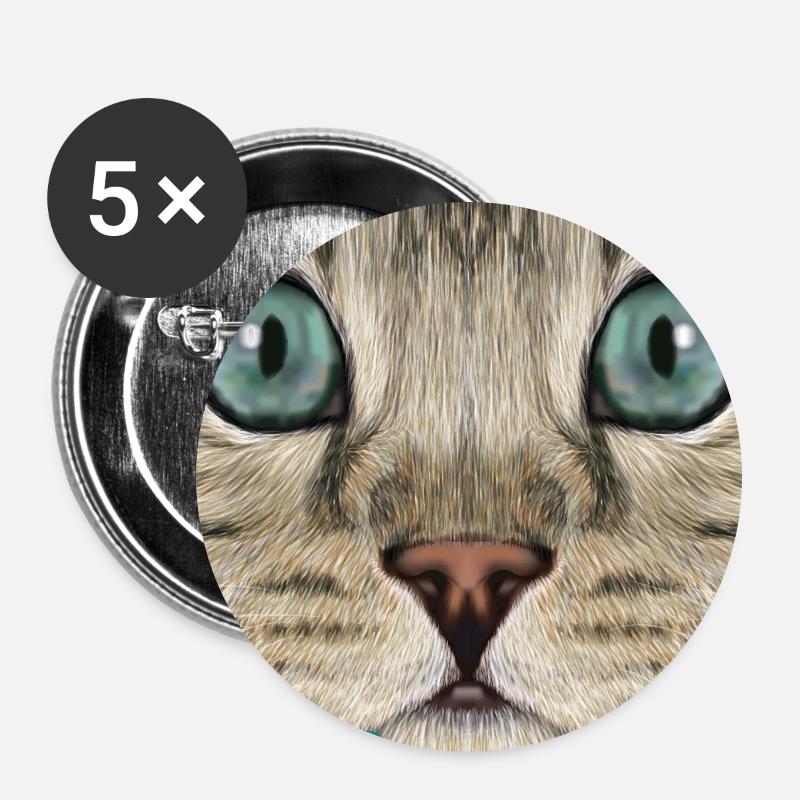 Bengalkatze  - Buttons groß 56 mm (5er Pack) - Weiß