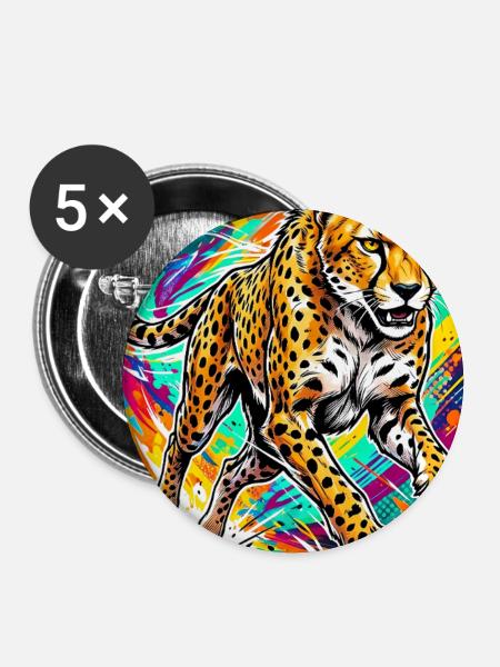 Gepard - Buttons groß 56 mm (5er Pack) - Weiß