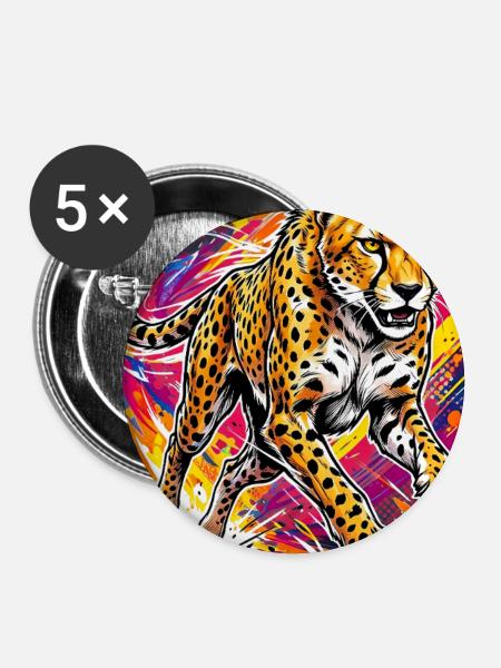 Gepard - Buttons groß 56 mm (5er Pack) - Weiß