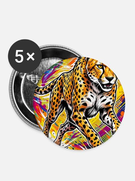 Gepard - Buttons groß 56 mm (5er Pack) - Weiß