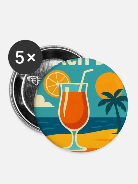 Summer Vibes - Buttons groß 56 mm (5er Pack) - Weiß