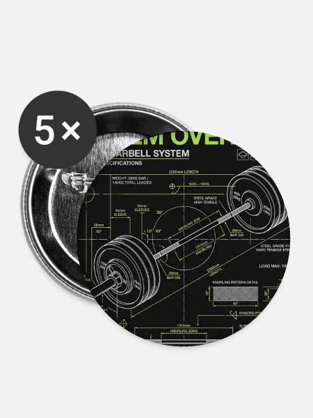 Schwermetall Blueprint - Buttons groß 56 mm (5er Pack) - Weiß