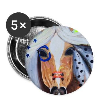 Free Spirit - Wildpferd - Buttons groß 56 mm (5er Pack) - Weiß - Vorne