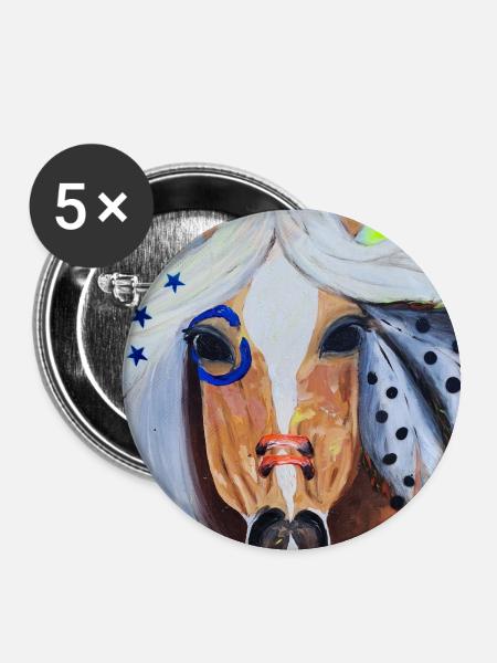 Free Spirit - Wildpferd - Buttons groß 56 mm (5er Pack) - Weiß