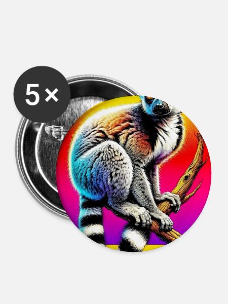 Lemur - Buttons groß 56 mm (5er Pack) - Weiß