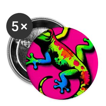 Gecko - Lot de 5 grands badges (56 mm) - blanc - Devant
