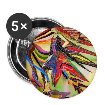 Bunter Adler in lebendiger Abstraktion - Buttons groß 56 mm (5er Pack) - Weiß - Vorne