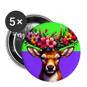Deer - Buttons large 2.2''/56 mm (5-pack) - white - Front