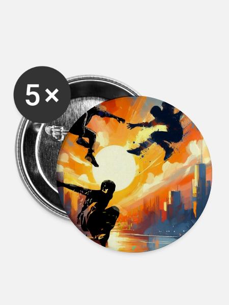 Parkour - Buttons groß 56 mm (5er Pack) - Weiß