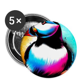 macareux - Lot de 5 grands badges (56 mm) - blanc - Devant