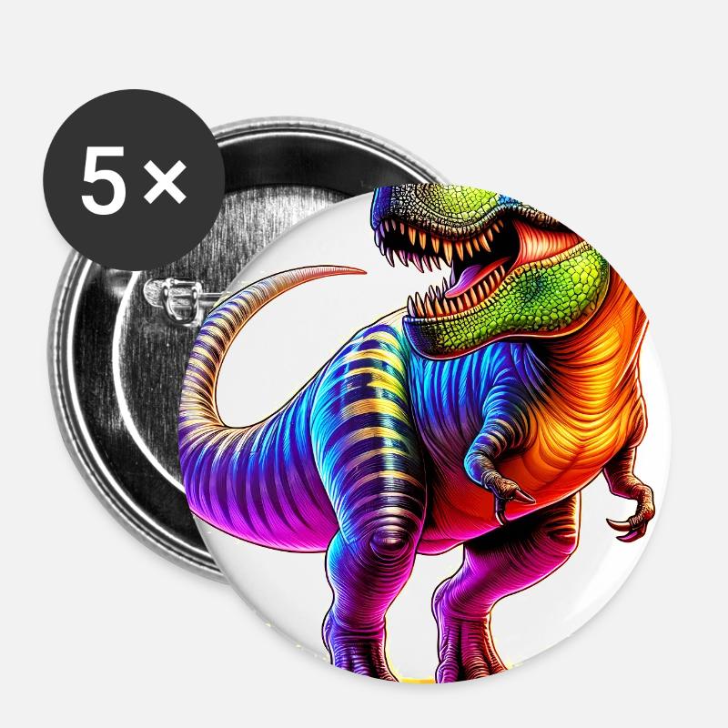 dinosaur - Buttons large 2.2''/56 mm (5-pack) - white