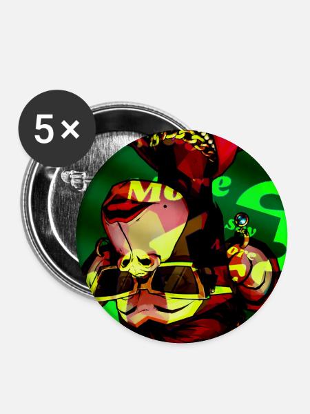 Geometrischer Neon-Tierkopf mit Sonnenbrille - Buttons groß 56 mm (5er Pack) - Weiß