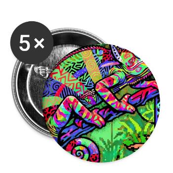 Chamäleon - Buttons groß 56 mm (5er Pack) - Weiß - Vorne