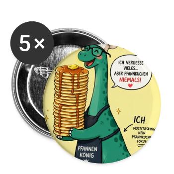 PfannenKönig Dino Pancake - Buttons groß 56 mm (5er Pack) - Weiß - Vorne