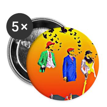 Kongolesische Pioniere und fliegende Schmetterlinge - Buttons groß 56 mm (5er Pack) - Weiß - Vorne