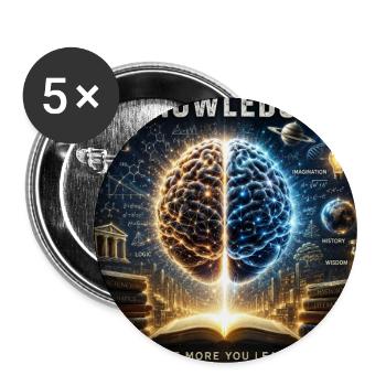 Ein Gehirn voller Wissen: Die Grenze liegt in dir - Buttons groß 56 mm (5er Pack) - Weiß - Vorne
