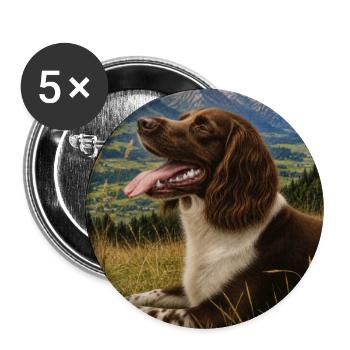 Berglandschaft Hundportrait - Buttons groß 56 mm (5er Pack) - Weiß - Vorne