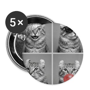 Katzen American Curl Katze - Buttons groß 56 mm (5er Pack) - Weiß - Vorne