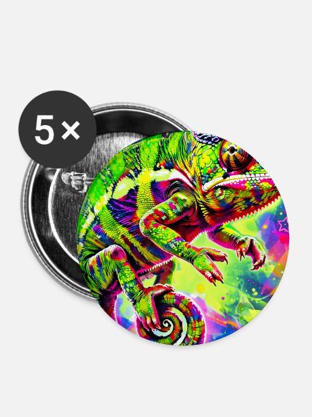 Chamäleon - Buttons groß 56 mm (5er Pack) - Weiß