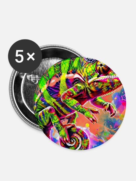 Chamäleon - Buttons groß 56 mm (5er Pack) - Weiß