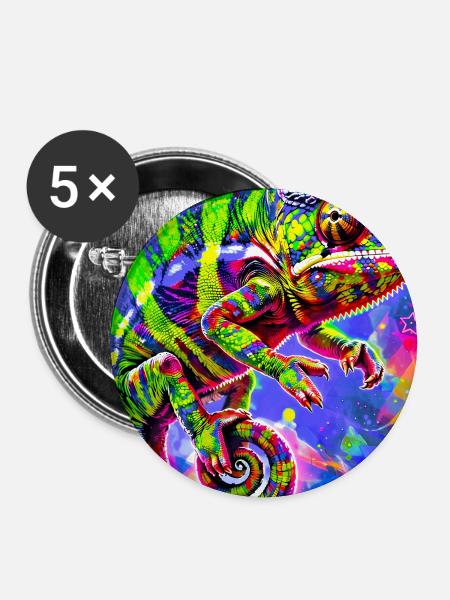 Chamäleon - Buttons groß 56 mm (5er Pack) - Weiß