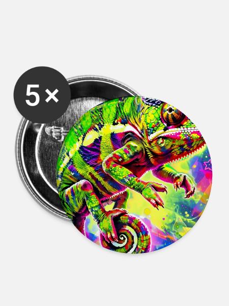 Chamäleon - Buttons groß 56 mm (5er Pack) - Weiß