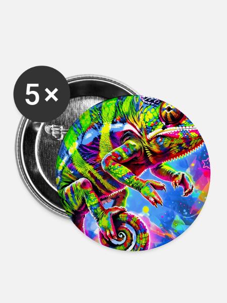 Chamäleon - Buttons groß 56 mm (5er Pack) - Weiß