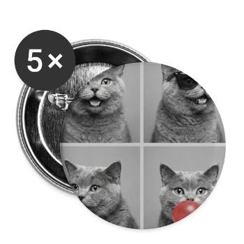 Katzen Britisch Kurzhaar Katze - Buttons groß 56 mm (5er Pack) - Weiß - Vorne