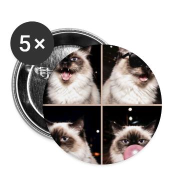 Katzen Himalaya Katze - Buttons groß 56 mm (5er Pack) - Weiß - Vorne