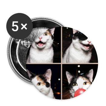 Katzen Japanese Bobtail Katze - Buttons groß 56 mm (5er Pack) - Weiß - Vorne