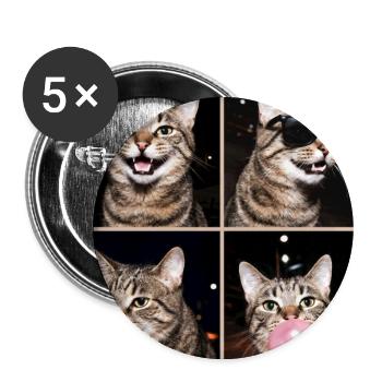 Katzen Manx Katze - Buttons groß 56 mm (5er Pack) - Weiß - Vorne