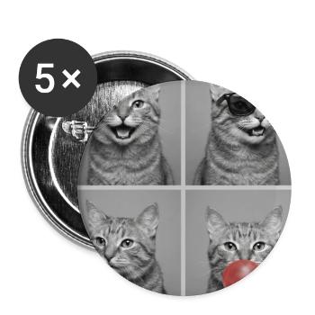 Katzen Manx Katze - Buttons groß 56 mm (5er Pack) - Weiß - Vorne