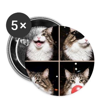 Katzen Norwegische Waldkatze Katze - Buttons groß 56 mm (5er Pack) - Weiß - Vorne