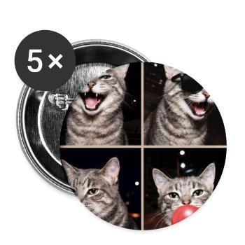 Katzen Graue Tabby Katze - Buttons groß 56 mm (5er Pack) - Weiß - Vorne