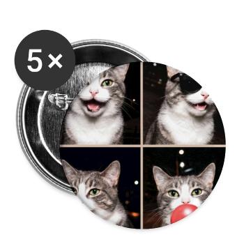 Katzen Graue Tabby Katze - Buttons groß 56 mm (5er Pack) - Weiß - Vorne