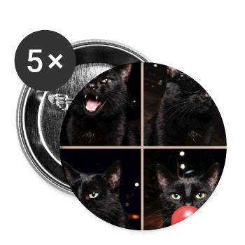 Katzen schwarze Katze - Buttons groß 56 mm (5er Pack) - Weiß - Vorne
