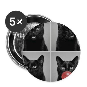 Katzen schwarze Katze - Buttons groß 56 mm (5er Pack) - Weiß - Vorne