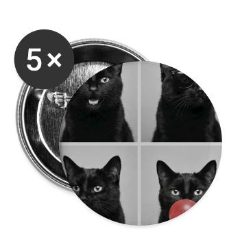 Katzen schwarze Katze - Buttons groß 56 mm (5er Pack) - Weiß - Vorne