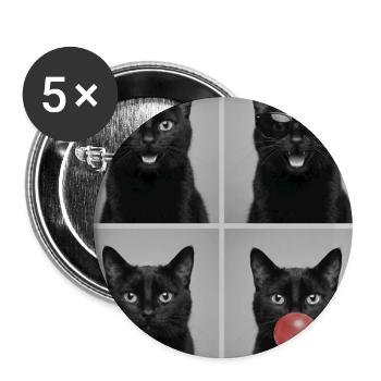 Katzen schwarze Katze - Buttons groß 56 mm (5er Pack) - Weiß - Vorne