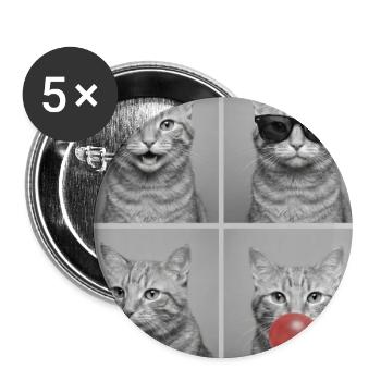Katzen orange Tabby Katze - Buttons groß 56 mm (5er Pack) - Weiß - Vorne