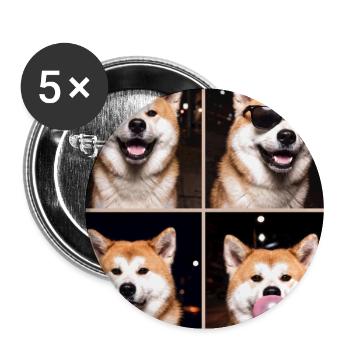 Hunde Akita Hund - Buttons groß 56 mm (5er Pack) - Weiß - Vorne