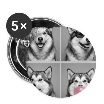 Hunde Alaskan Malamute Hund - Buttons groß 56 mm (5er Pack) - Weiß - Vorne