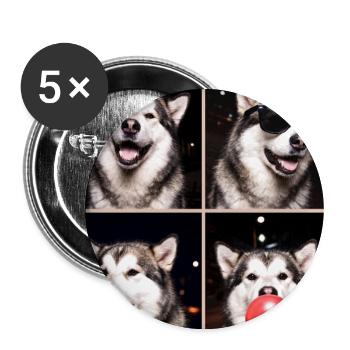 Hunde Alaskan Malamute Hund - Buttons groß 56 mm (5er Pack) - Weiß - Vorne