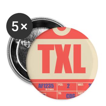Remorques TXL dernier vol Berlin Tegel - Lot de 5 grands badges (56 mm) - blanc - Devant