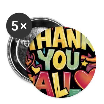 Conception de dessin animé de remerciement coloré - Lot de 5 grands badges (56 mm) - blanc - Devant