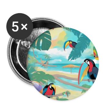 Toucan paradise - Buttons large 2.2''/56 mm (5-pack) - white - Front
