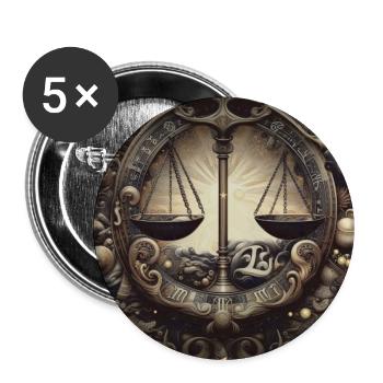 Libra Sternzeit Waage Sternzeichen - Waage - Buttons groß 56 mm (5er Pack) - Weiß - Vorne