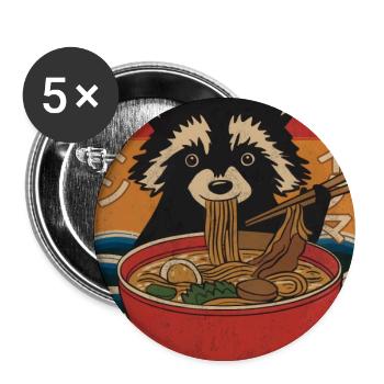 Kawaii Raccoon Ramen Funny Japanese Anime - Buttons large 2.2''/56 mm (5-pack) - white - Front